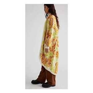 FREE PEOPLE Bloom Cardi Sweater Size Small Floral Ivory Yellow Bold Boho Chic